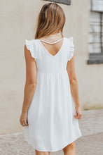 Load image into Gallery viewer, Ruffled Geometric V-Neck Sleeveless Dress
