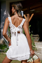 Load image into Gallery viewer, Sleeveless Tie Back Ruffle Hem Layered Mini Dress