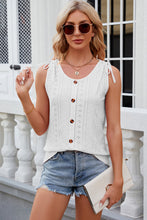 Load image into Gallery viewer, Eyelet Round Neck Wide Strap Tank