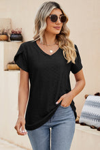 Load image into Gallery viewer, Eyelet V-Neck Petal Sleeve T-Shirt