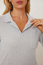 Load image into Gallery viewer, Collared Neck Dropped Shoulder T-Shirt