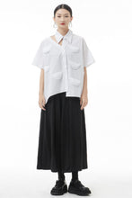 Load image into Gallery viewer, Cutout Pointed Collar Button Front Shirt