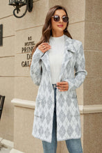 Load image into Gallery viewer, Printed Open Front Lapel Collar Cardigan with Pockets