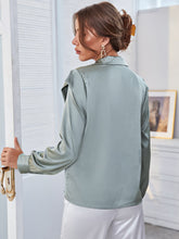 Load image into Gallery viewer, Button Front Shoulder Detail Lapel Collar Shirt