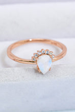 Load image into Gallery viewer, 18K Rose Gold-Plated Pear Shape Natural Moonstone Ring