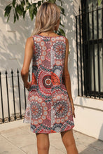 Load image into Gallery viewer, Printed Round Neck Sleeveless Dress with Pockets