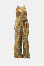Load image into Gallery viewer, Plus Size Printed Tie Waist Jumpsuit with Pockets