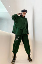Load image into Gallery viewer, Button Down Asymmetrical Top and Chain Detail Pants Set