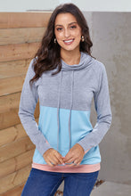 Load image into Gallery viewer, Color Block Raglan Sleeve Drawstring Sweatshirt