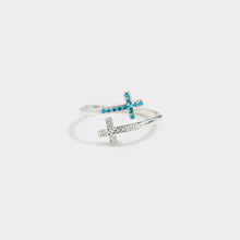 Load image into Gallery viewer, Zircon 925 Sterling Silver Double Cross Bypass Ring