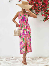 Load image into Gallery viewer, Printed Spaghetti Strap Front Slit Dress