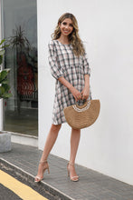 Load image into Gallery viewer, Plaid Three-quarter Sleeve Babydoll Dress