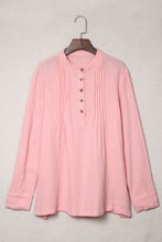 Load image into Gallery viewer, Half Button Pleated Detail Textured Top