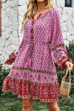 Load image into Gallery viewer, Bohemian Drawstring Waist Balloon Sleeve Dress