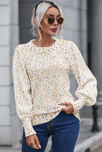 Load image into Gallery viewer, Heathered Round Neck Lantern Sleeve Sweater
