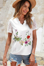 Load image into Gallery viewer, Floral Graphic Scalloped V-Neck Top