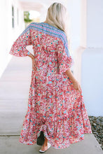 Load image into Gallery viewer, Deep V Three-Quarter Sleeve Maxi Dress