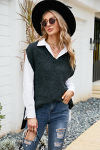 Load image into Gallery viewer, V-Neck Side Slit Sweater Vest