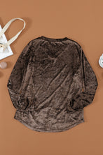 Load image into Gallery viewer, V-Neck Curved Hem Crushed Velvet Tee