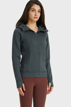 Load image into Gallery viewer, Zip Up Seam Detail Hooded Sports Jacket