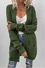 Load image into Gallery viewer, Cable-Knit Open Front Cardigan with Pockets