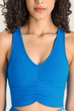 Load image into Gallery viewer, Gathered Detail Halter Neck Sports Bra