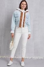 Load image into Gallery viewer, Contrast Raw Hem Hooded Denim Jacket