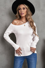 Load image into Gallery viewer, One-Shoulder Long Sleeve Ribbed Top