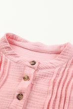 Load image into Gallery viewer, Half Button Pleated Detail Textured Top