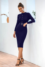 Load image into Gallery viewer, Snap Down Rib-Knit Slit Sweater Dress