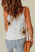 Load image into Gallery viewer, Sunflower Print Lace Trim Plunge Cami
