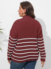 Load image into Gallery viewer, Plus Size Zip-Up Striped Sweater