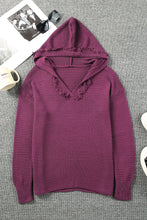 Load image into Gallery viewer, Horizontal Ribbing Fringe Trim Hooded Sweater
