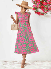 Load image into Gallery viewer, Floral V-Neck Cap Sleeve Dress