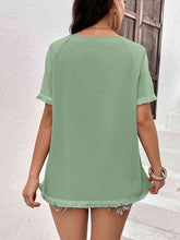 Load image into Gallery viewer, Round Neck Raglan Sleeve Fringe Detail Top