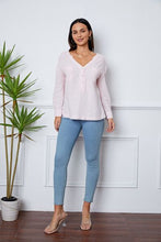Load image into Gallery viewer, Texture Half Button Raw Hem Top