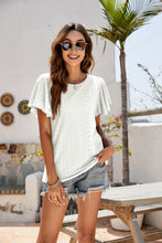 Load image into Gallery viewer, Eyelet Flutter Sleeve Short Sleeve Top