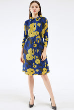 Load image into Gallery viewer, Floral Pleated Side Slit Shirt Dress (Belt Not Included)