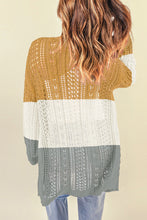 Load image into Gallery viewer, Openwork Ribbed Cuff Longline Cardigan
