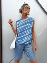 Load image into Gallery viewer, Printed Round Neck Capped Sleeve Top