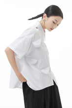 Load image into Gallery viewer, Cutout Pointed Collar Button Front Shirt