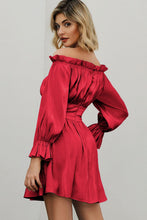 Load image into Gallery viewer, Off-Shoulder Frill Trim Mini Dress