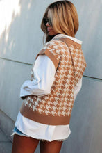Load image into Gallery viewer, Houndstooth V-Neck Capped Sleeve Knit Vest