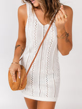 Load image into Gallery viewer, Openwork Sleeveless V-Neck Mini Sweater Dress