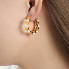 Load image into Gallery viewer, Synthetic Pearl 18K Gold-Plated Earrings