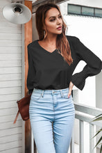 Load image into Gallery viewer, Flounce Cuff Lace Detail V-Neck Blouse