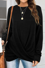 Load image into Gallery viewer, Ruched Round Neck Long Slleeve T-Shirt