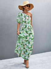 Load image into Gallery viewer, Printed Tie Waist One Shoulder Maxi Dress