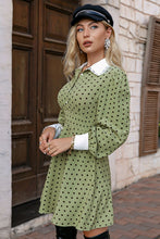 Load image into Gallery viewer, Polka Dot Puff Sleeve Collared Dress