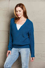 Load image into Gallery viewer, Double Take Surplice Neck Dropped Shoulder Sweater